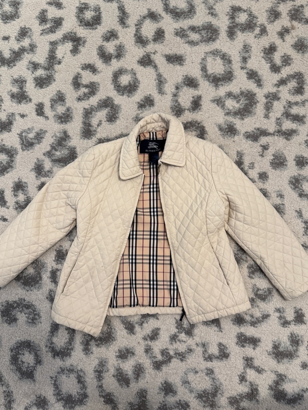 Kids / Girls Burberry Cream Quilted Jacket with Signature Check Lining